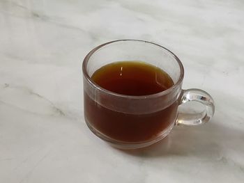 High angle view of tea on table