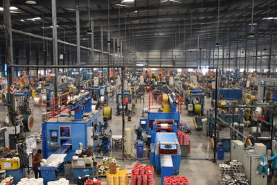 High angle view of construction site in factory