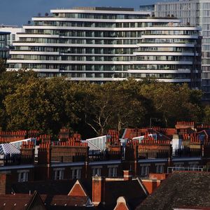 View of residential buildings in city