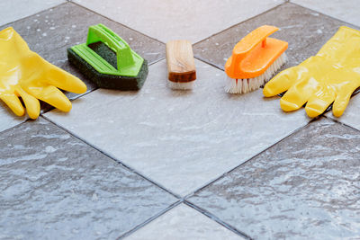 High angle view of fruits on table