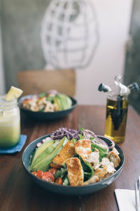 Close-up of meal served on table