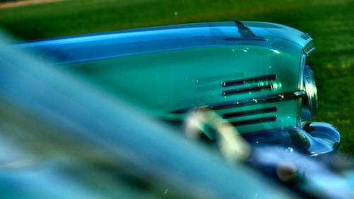 Close-up of blue container
