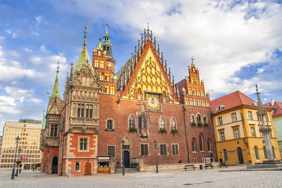 Low angle view of buildings against sky