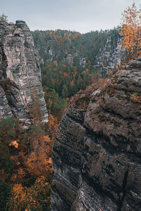 Rock formations on landscape against sky