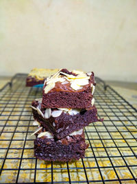 Close-up of chocolate cake on table