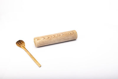 High angle view of bread on white background