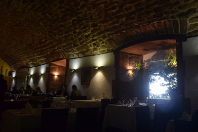 Illuminated table at night