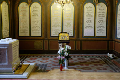 Open door on table in building