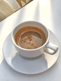 High angle view of coffee on table