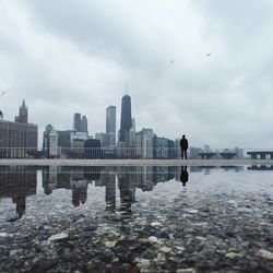 Reflection of city in water