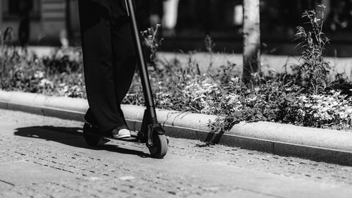 Electric scooter commuting in the city