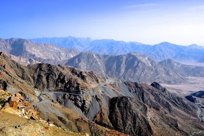 Scenic view of mountain range against sky