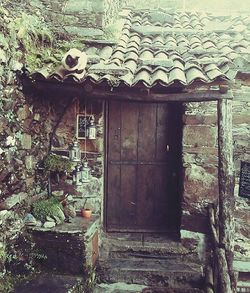 Closed door of old building