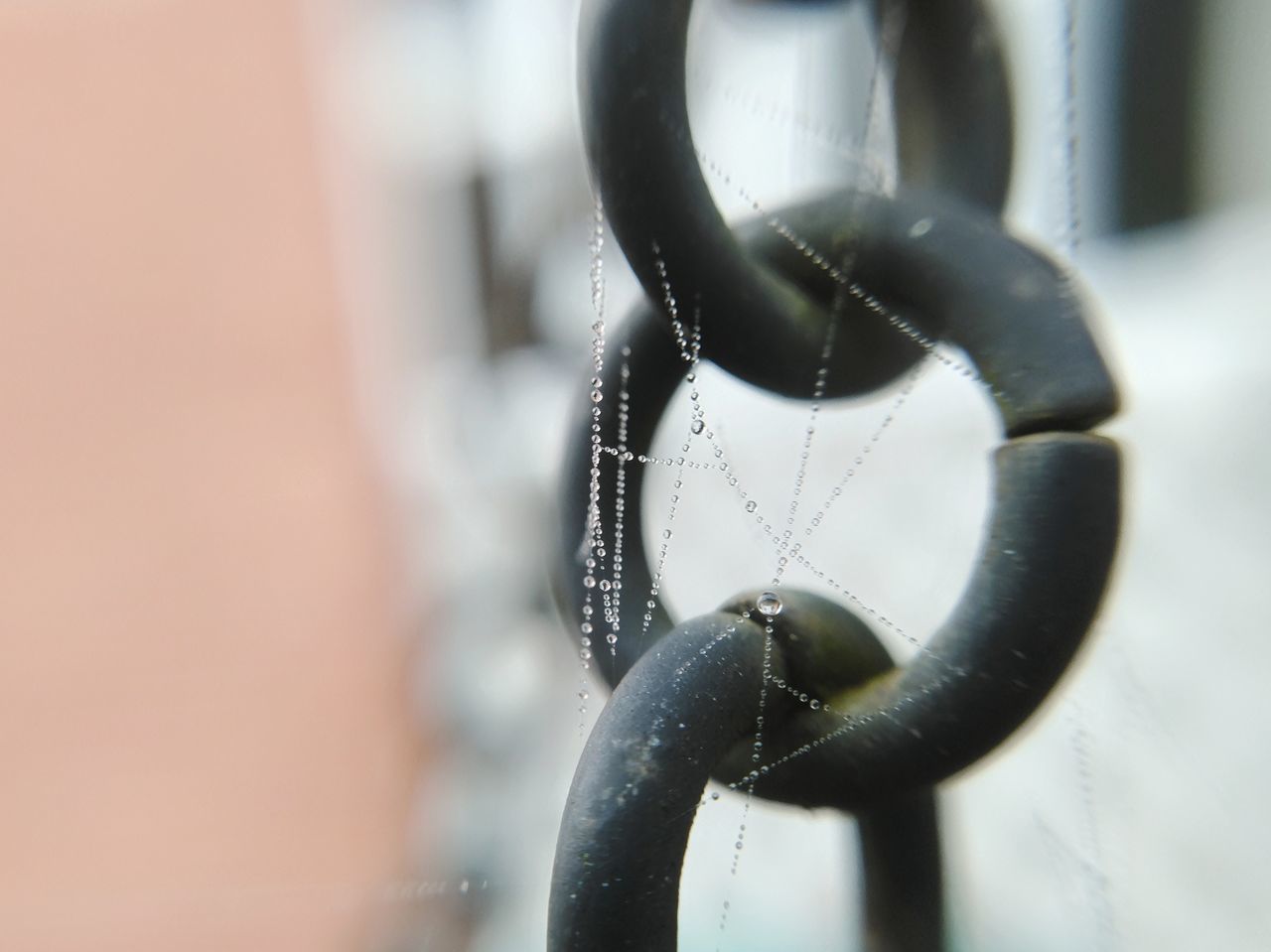 CLOSE-UP OF CHAIN HANGING ON METAL