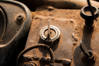 Close-up of abandoned car