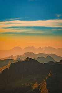 Vertical mountain landscape with orange filter