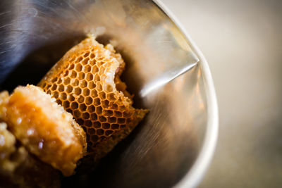 Directly above shot of honey in bowl