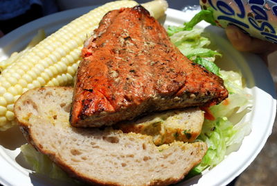 Close-up of meal served in plate
