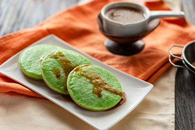 Close-up of breakfast on table