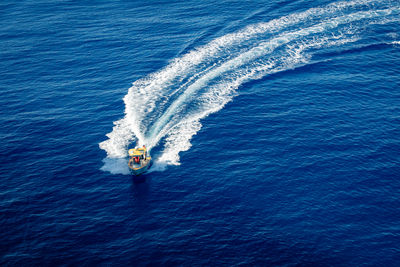 High angle view of boat in sea