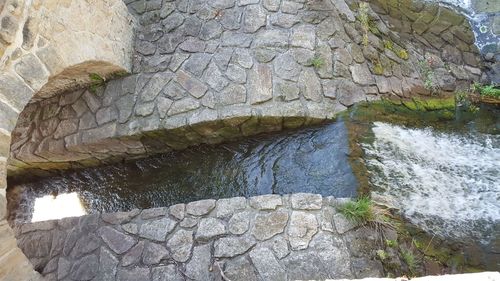 Water flowing through rocks