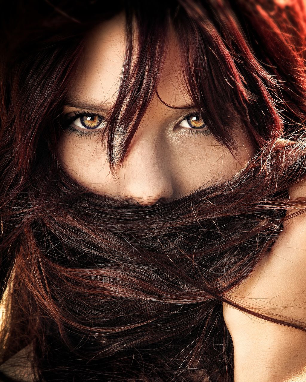 hair, portrait, one person, hairstyle, young adult, looking at camera, long hair, women, young women, beauty, beautiful woman, close-up, headshot, real people, adult, fashion, human body part, lifestyles, front view, body part, human hair, human face, dyed hair, dyed red hair, teenager, obscured face