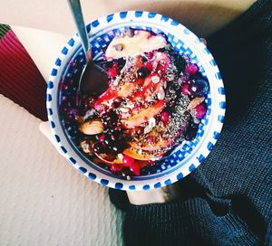 High angle view of food in bowl