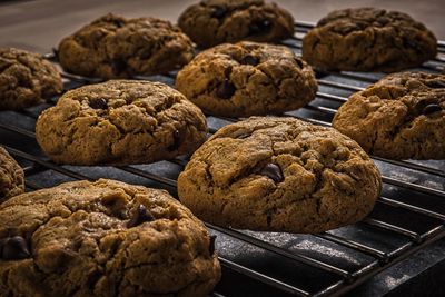 High angle view of cookies