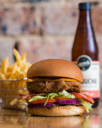 Close-up of food on table