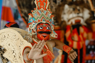 Close-up of person wearing mask