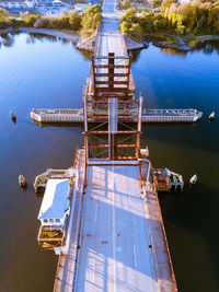 High angle view of pier on river