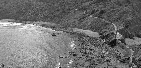 High angle view of people on land