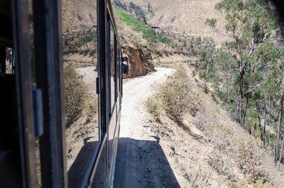 Train passing through window