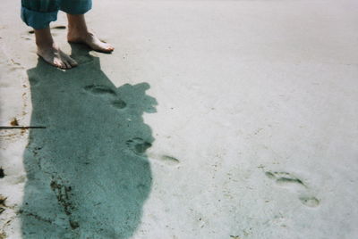 Footprints at sandy beach