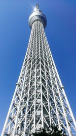 Low angle view of tokyo sky tree against blue sky