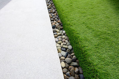 High angle view of stone wall