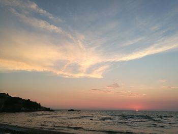 Scenic view of calm sea at dusk