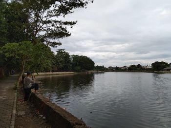 Scenic view of lake against sky