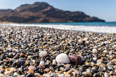 Surface level of stones on beach
