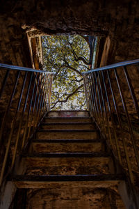 Low angle view of staircase against sky