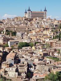 High angle view of townscape against sky