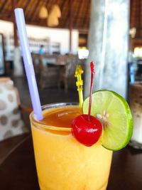 Close-up of drink on table