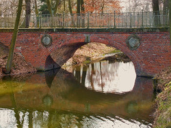 Reflection of bridge on river