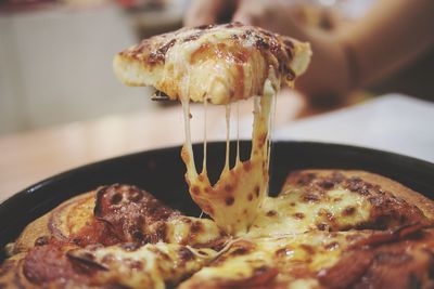 Close-up of pizza on plate