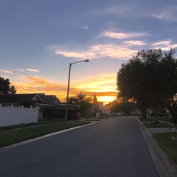 Empty road at sunset