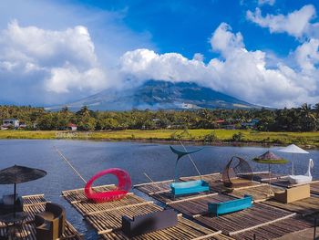 Panoramic view of lake against sky