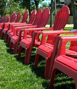 Empty bench in park