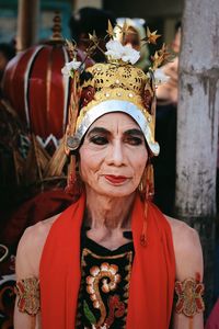 Close-up of mature woman wearing traditional clothing