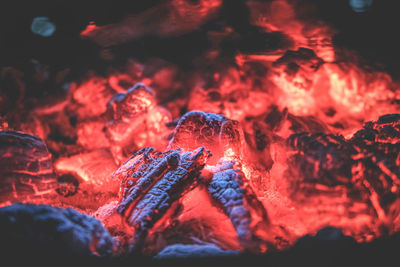 High angle view of bonfire