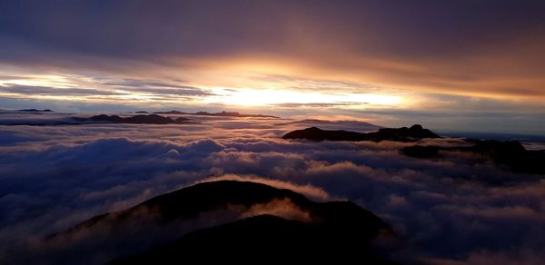 Scenic view of cloudscape against sky during sunset